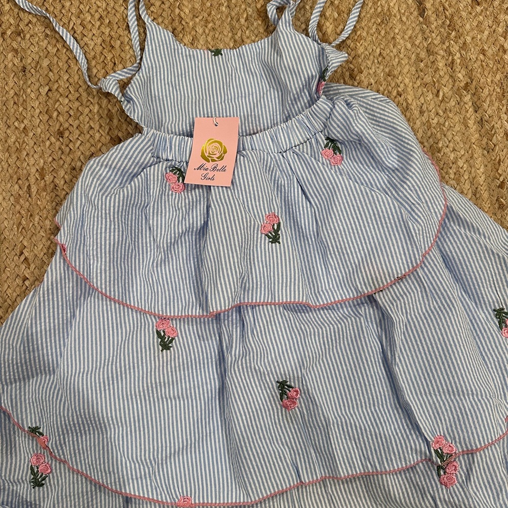 Toddler Embroidered seersucker dress - Picture 3 of 5